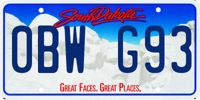 SD license plate 0BWG93
