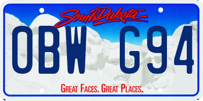 SD license plate 0BWG94
