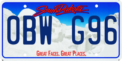 SD license plate 0BWG96