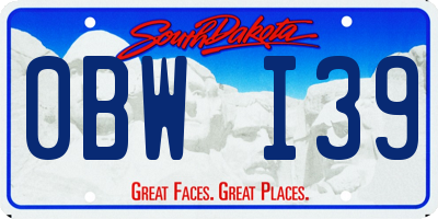 SD license plate 0BWI39