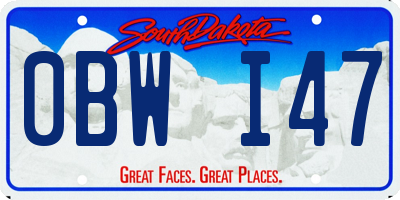 SD license plate 0BWI47