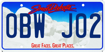 SD license plate 0BWJ02