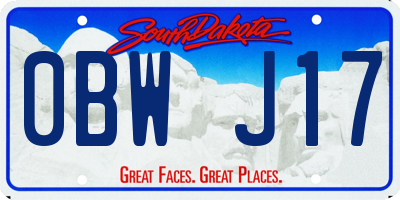 SD license plate 0BWJ17