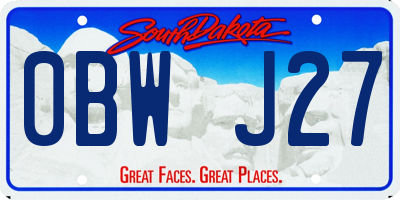 SD license plate 0BWJ27