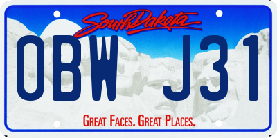 SD license plate 0BWJ31