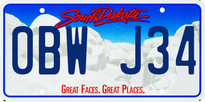 SD license plate 0BWJ34
