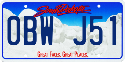 SD license plate 0BWJ51