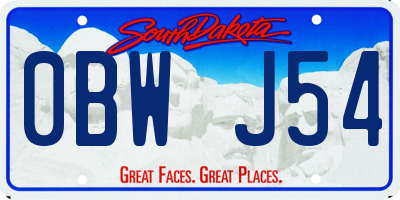 SD license plate 0BWJ54