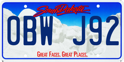 SD license plate 0BWJ92