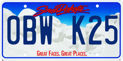 SD license plate 0BWK25