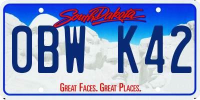 SD license plate 0BWK42