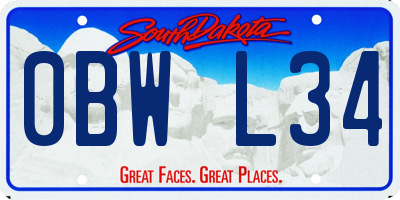 SD license plate 0BWL34