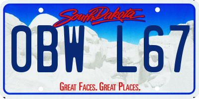 SD license plate 0BWL67