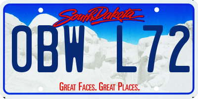 SD license plate 0BWL72