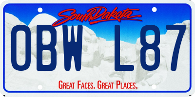 SD license plate 0BWL87