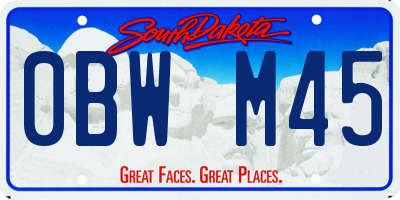 SD license plate 0BWM45