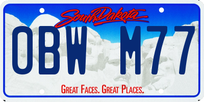 SD license plate 0BWM77