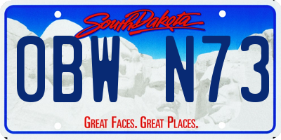SD license plate 0BWN73