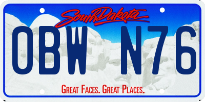 SD license plate 0BWN76