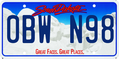 SD license plate 0BWN98