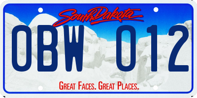 SD license plate 0BWO12
