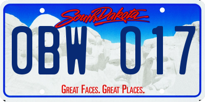 SD license plate 0BWO17