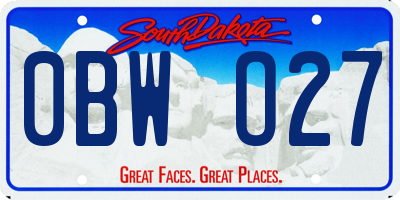 SD license plate 0BWO27