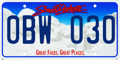 SD license plate 0BWO30