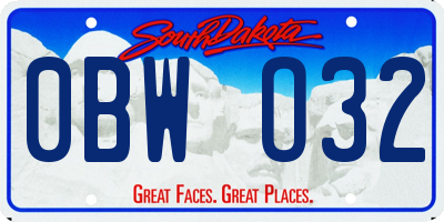 SD license plate 0BWO32
