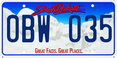 SD license plate 0BWO35