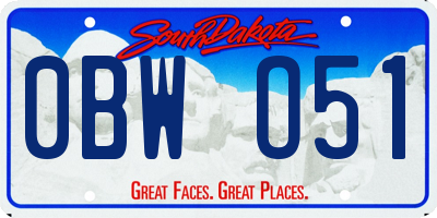 SD license plate 0BWO51