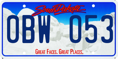 SD license plate 0BWO53