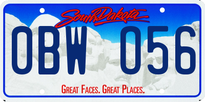 SD license plate 0BWO56