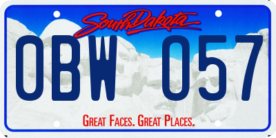 SD license plate 0BWO57
