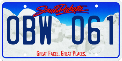 SD license plate 0BWO61
