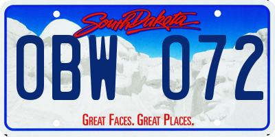 SD license plate 0BWO72