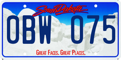 SD license plate 0BWO75