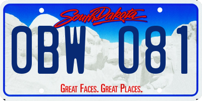 SD license plate 0BWO81