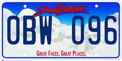 SD license plate 0BWO96