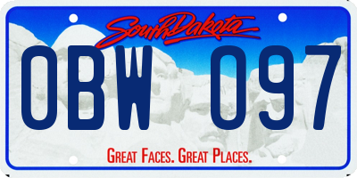 SD license plate 0BWO97