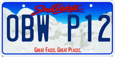 SD license plate 0BWP12