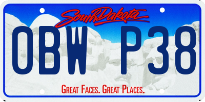 SD license plate 0BWP38