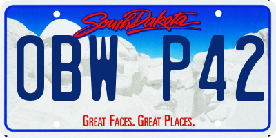 SD license plate 0BWP42