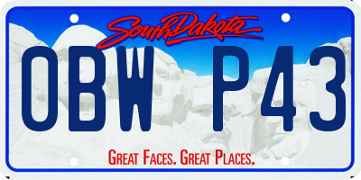 SD license plate 0BWP43