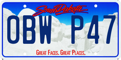 SD license plate 0BWP47