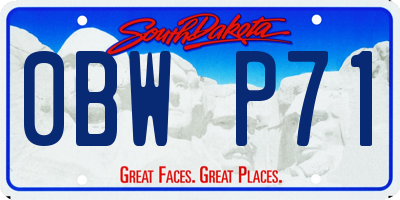 SD license plate 0BWP71