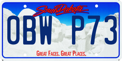 SD license plate 0BWP73