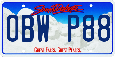 SD license plate 0BWP88
