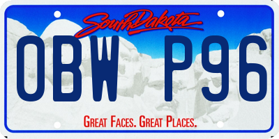 SD license plate 0BWP96