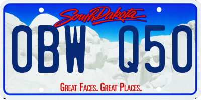 SD license plate 0BWQ50
